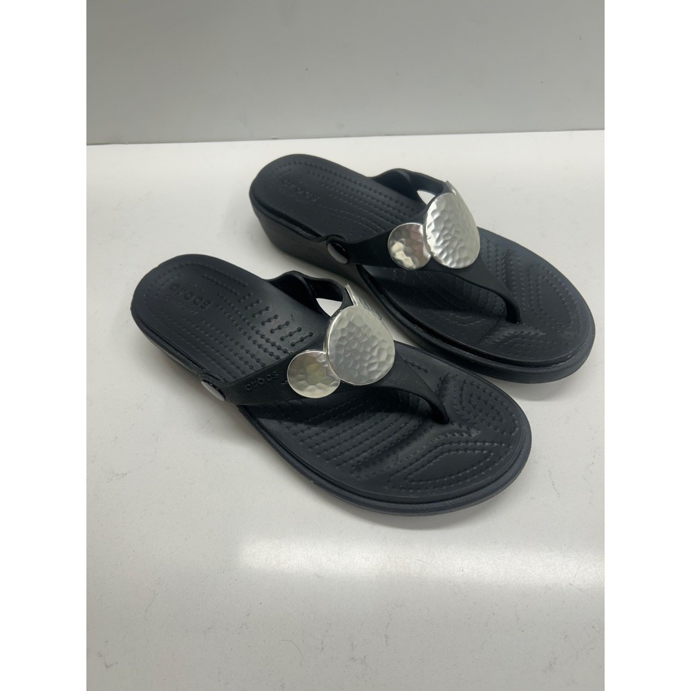 Crocs Black Thong Sandal Size 6